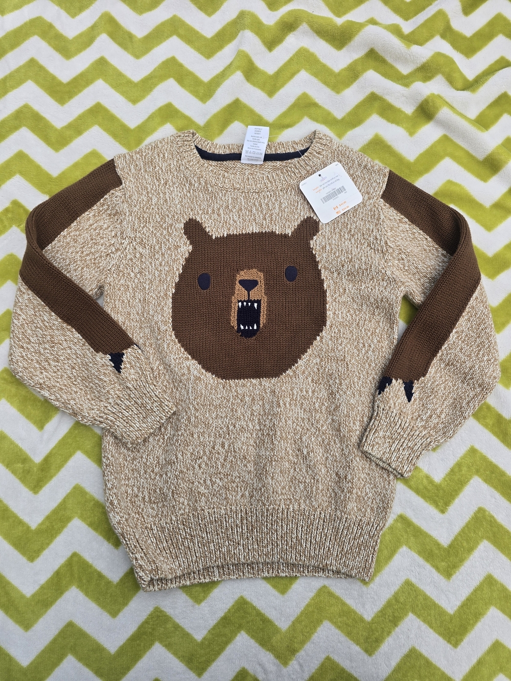 Gymboree Cream and Brown Bear Knit Sweater Size 4t (Runs Big)